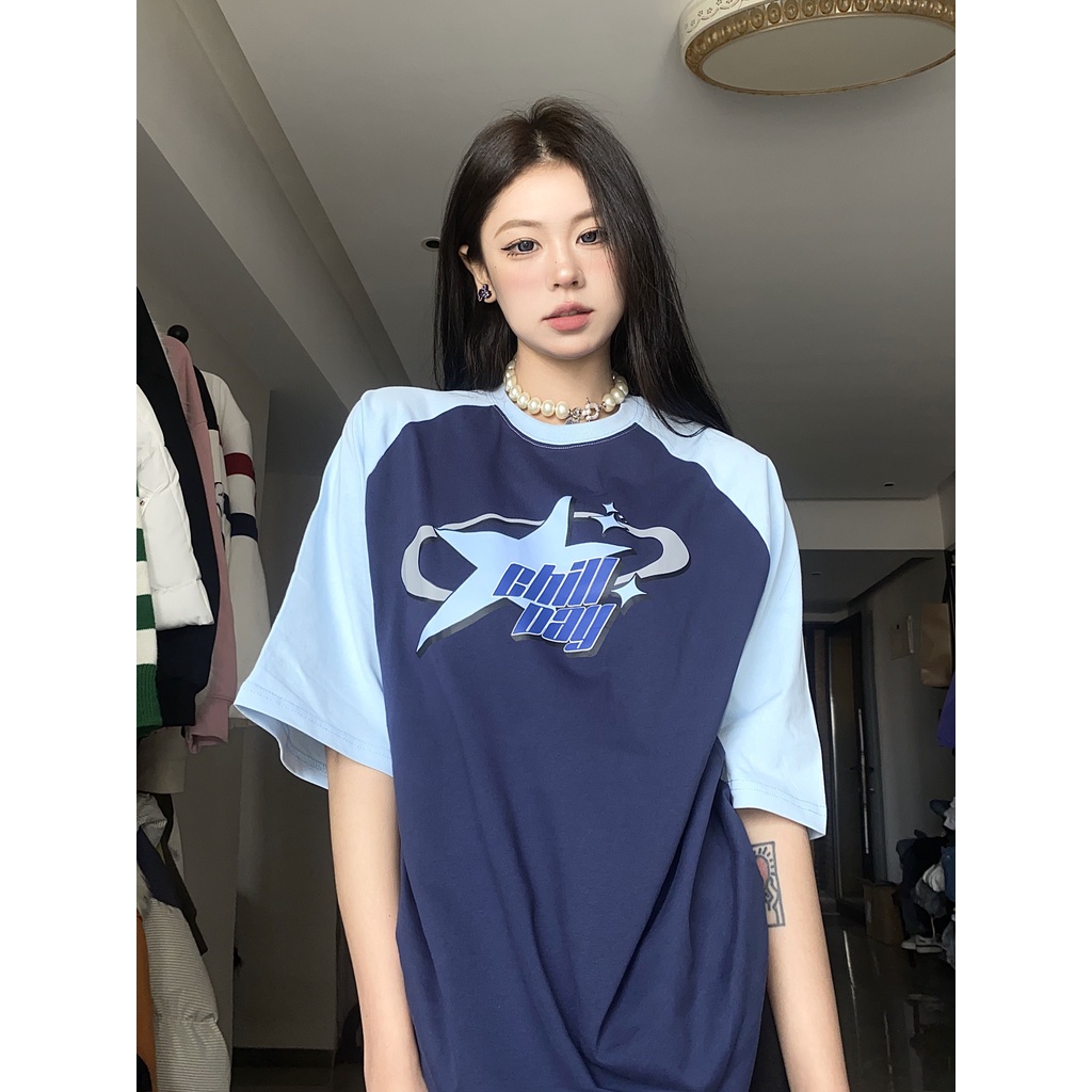 Áo Thun Tay Lỡ Cổ Tròn Dáng Rộng Thời Trang Mùa Hè Theo Phong Cách Mỹ Cho Nữ