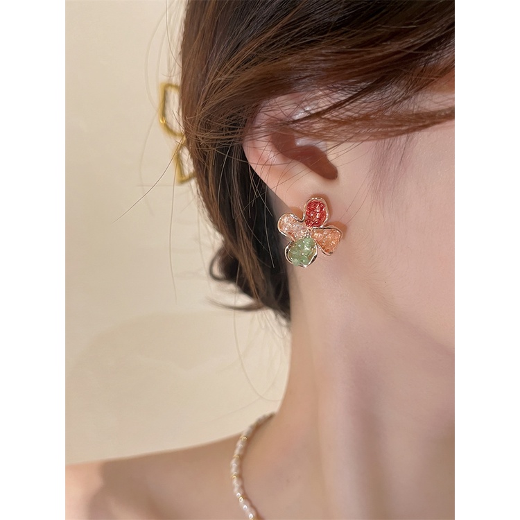 Bông Tai Mạ Bạc 925 Hình Hoa Nhiều Màu Sắc Ngọt Ngào Thời Trang Mùa Hè Cho Nữ