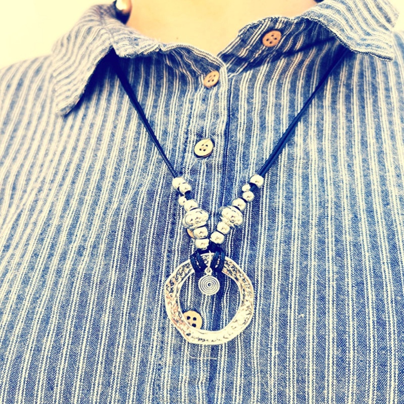 Vòng cổ Choker Mặt Tròn Phong Cách Hippy Gypsy