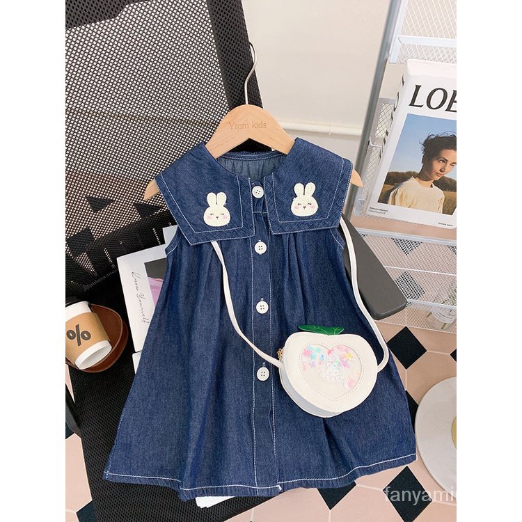 Đầm Denim Dài Cổ Thủy Thủ Thời Trang Mùa Hè 2023 B8TW Dành Cho Bé Gái