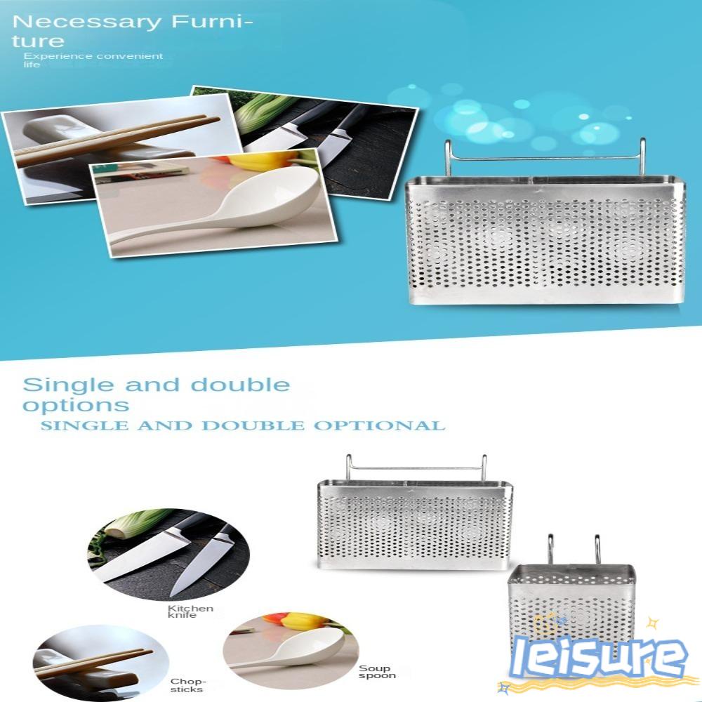 Giá Đỡ Đũa Hình Vuông Bằng Thép Không Gỉ Kèm Móc Tiện Dụng Cho Nhà Bếp