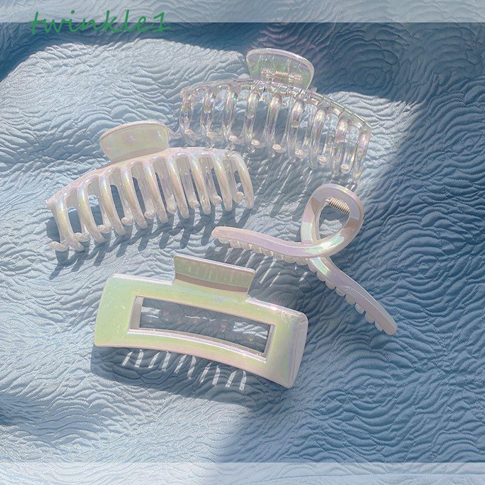 Kẹp Tóc Móng Vuốt Acrylic Hình Cá Mập Màu Sắc Laser Lấp Lánh Phong Cách Retro Cá Tính Dành Cho Bé Gái