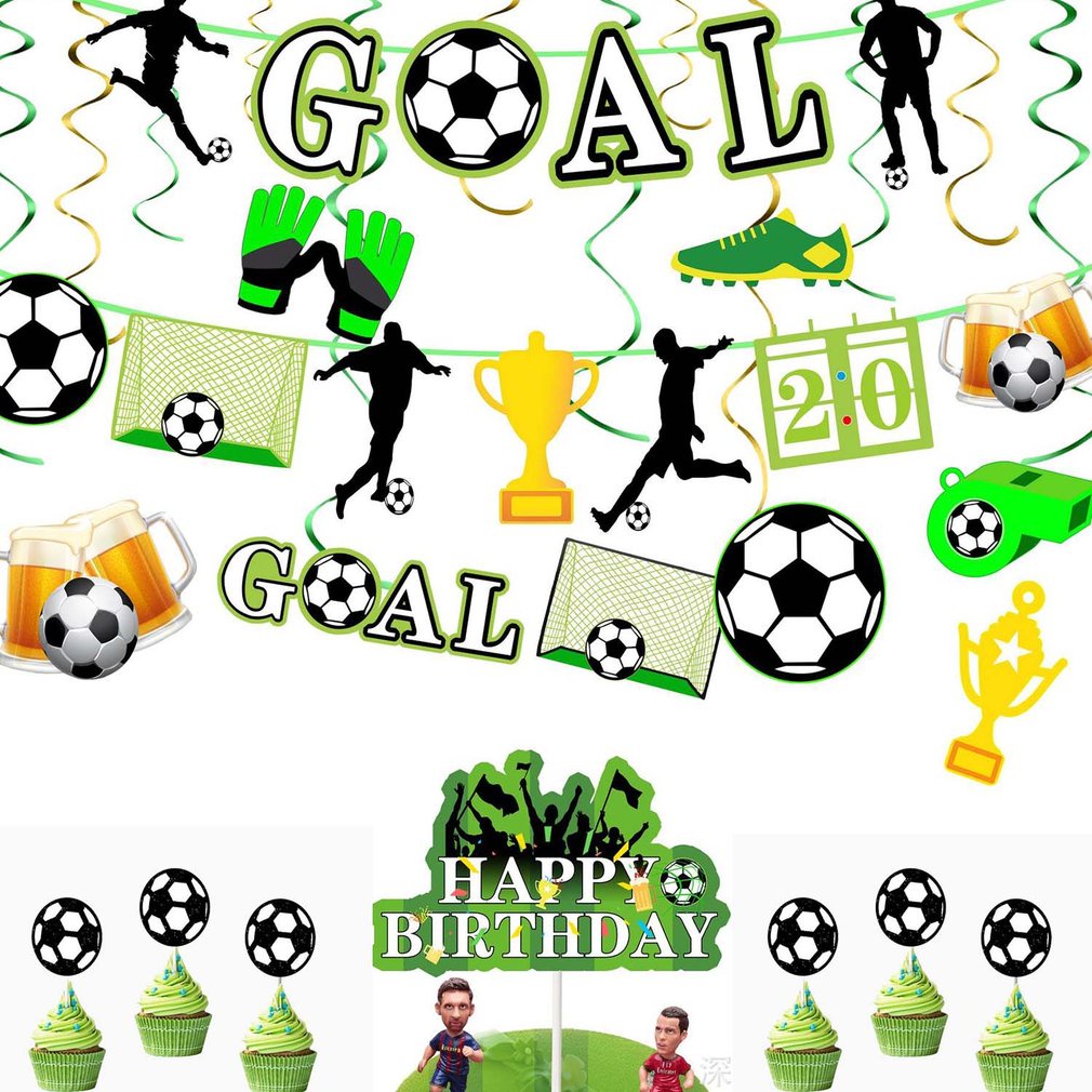 =Christmas=7pcs Football Cupcake Toppers Wrappers Kit World Cups Footballs Cake Insert