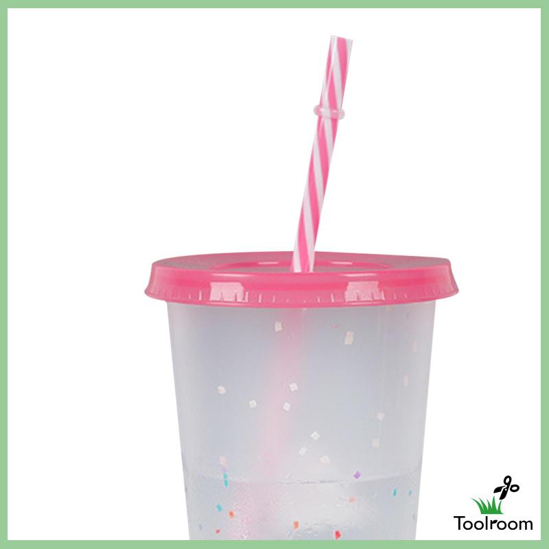 Cốc Uống Nước Trong Suốt Có Nắp Thay Đổi Màu Sắc Độc Đáo