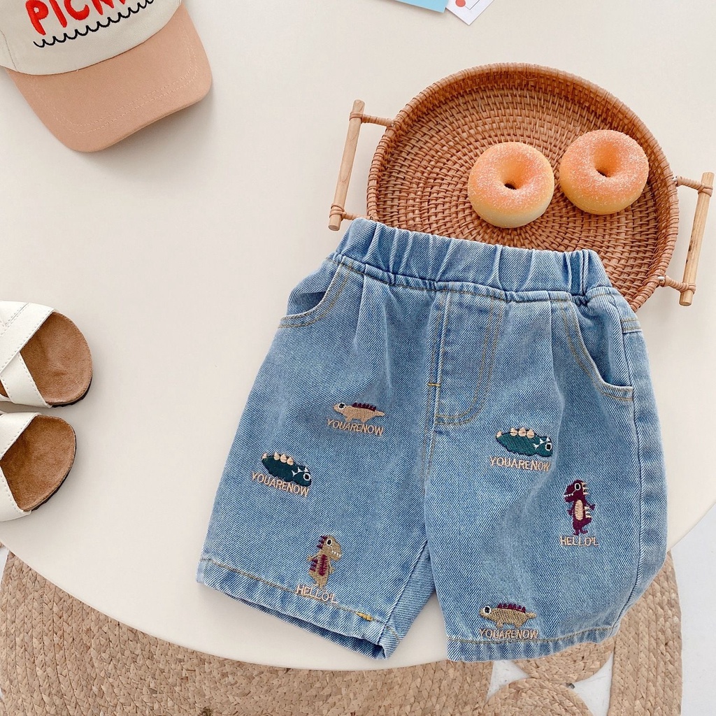 Quần Short Denim In Họa Tiết Hoạt Hình Phong Cách Hàn Quốc Thời Trang Mùa Hè Cho Bé Trai