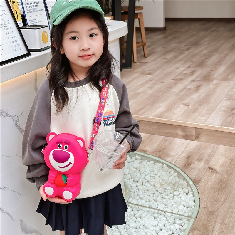 Túi Đựng Điện Thoại / Tiền Xu / Điện Thoại Bằng Silicon Hình Gấu / Dâu Tây Dễ Thương Cho Bé