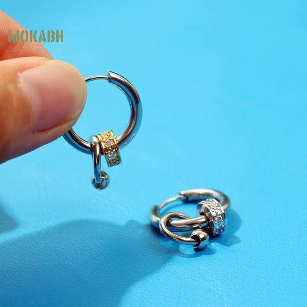 1 Khuyên Tai Thép Titan Nhiều Lớp Phong Cách Hip Hop Đơn Giản Thời Trang