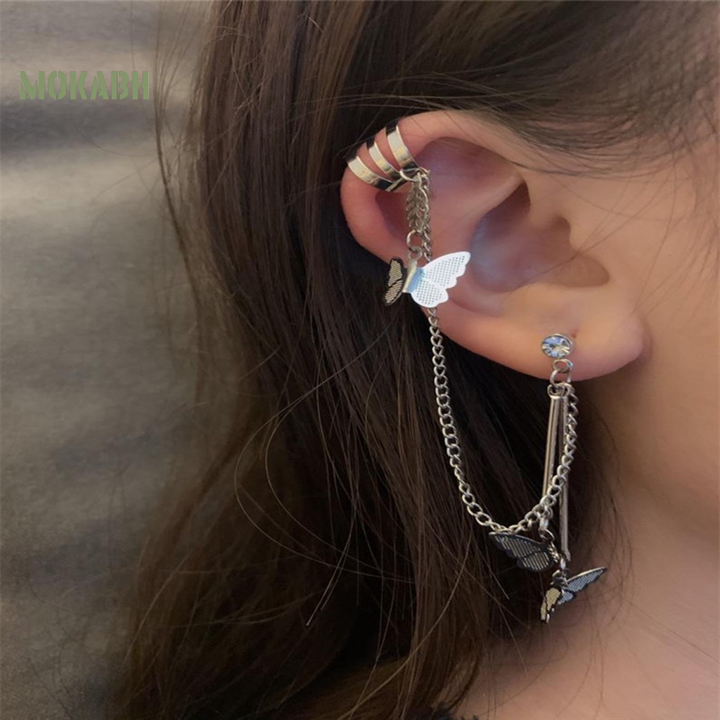 1 Đôi Bông Tai Hình Bướm Màu Bạc Thời Trang Dành Cho Nữ