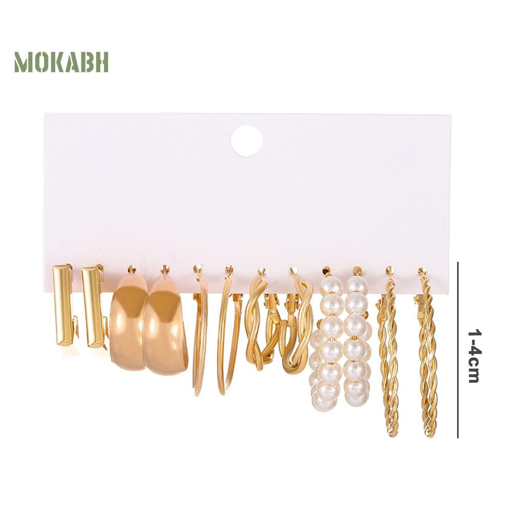 Set 6 Đôi Bông Tai Dạng Vòng Thời Trang Dành Cho Nữ