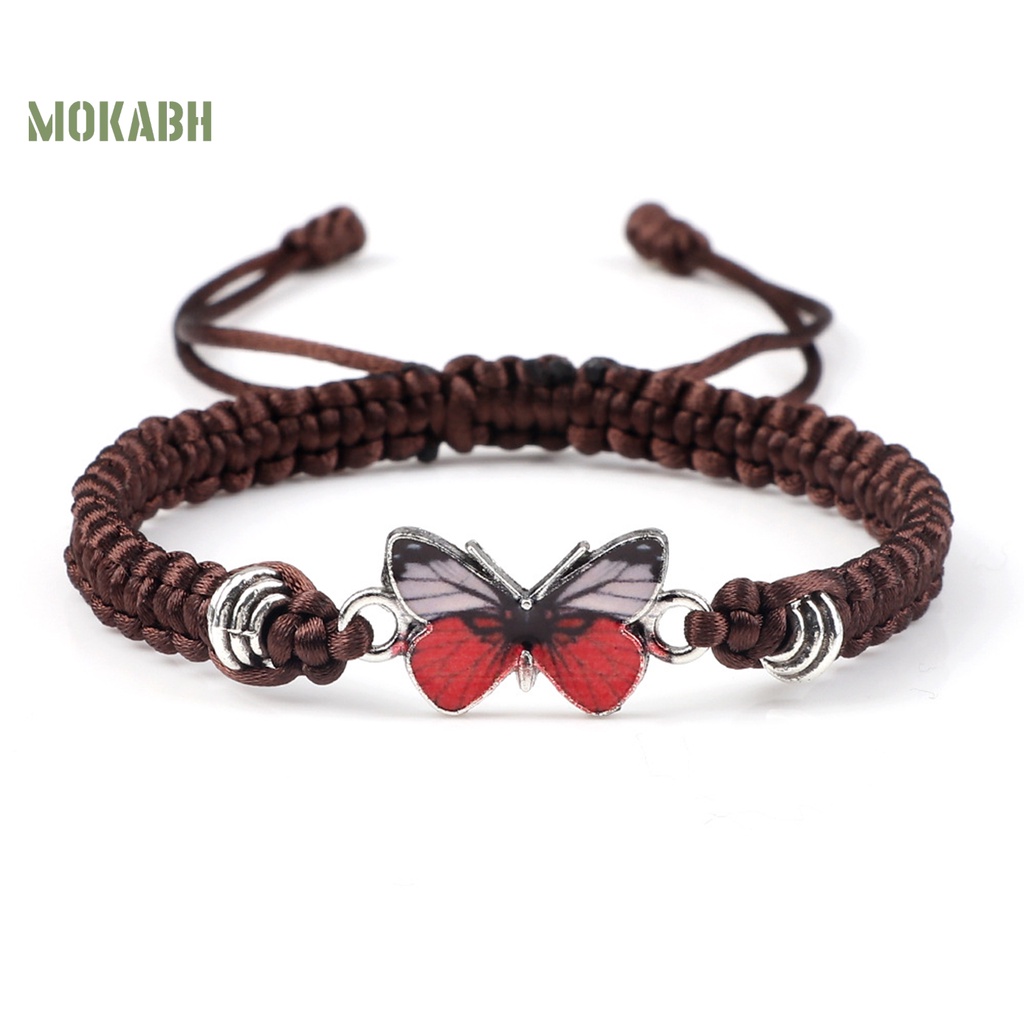 Vòng Tay Dây Bện Nylon Mặt Hình Bướm Thời Trang Có Thể Điều Chỉnh Cho Cặp Đôi