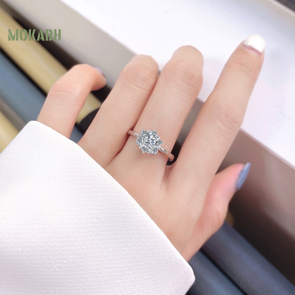 [Mới] Nhẫn Đồng Đính Đá Zircon Hình Bông Tuyết Trang Nhã Dành Cho Nữ