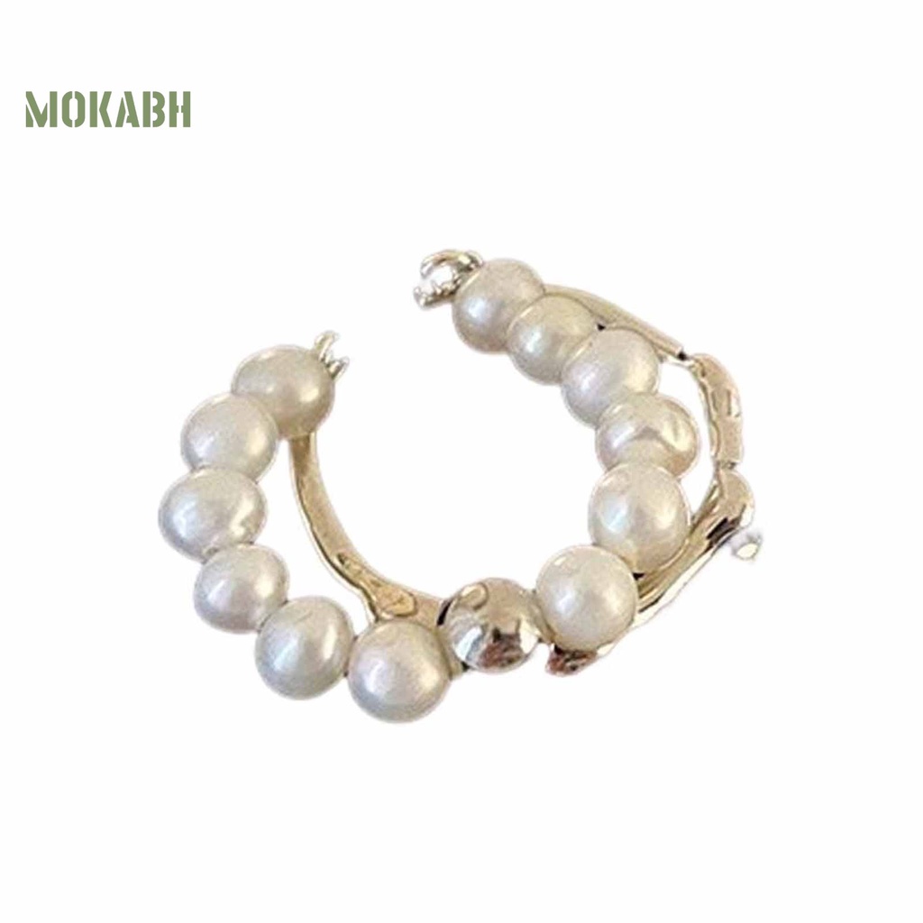 [Mới] Nhẫn Hở Hai Lớp Đính Ngọc Trai Nhân Tạo Mạ Điện Không Cần Điều Chỉnh Trang Sức Hiện Đại Thời Trang Dành Cho Nữ