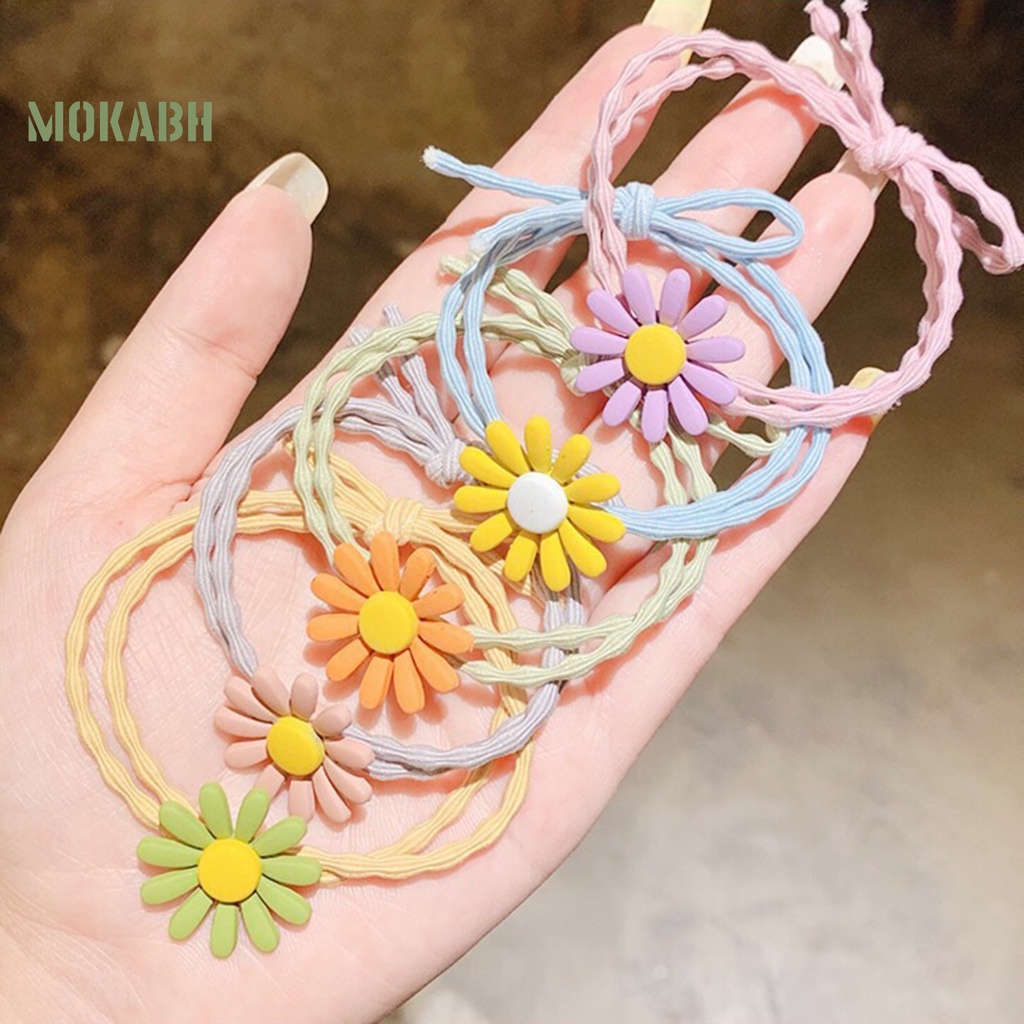 Dây Cột Tóc Co Giãn Đính Hoa 3D Bằng Nhựa Resin Có Thể Giặt Rửa Cho Bé