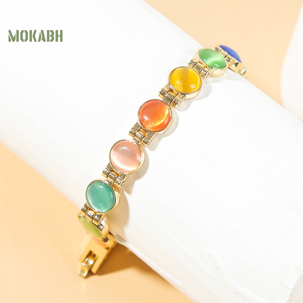 Vòng Tay Mạ Vàng Đính Đá Mắt Mèo Giảm Mệt Mỏi Thời Trang