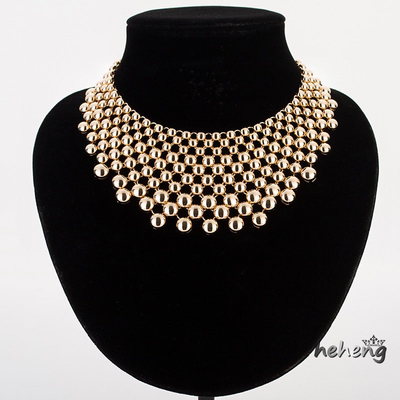 Vòng Cổ Choker Bằng Kim Loại Hạt Tròn Trang Sức Cho Nữ Lễ Hội