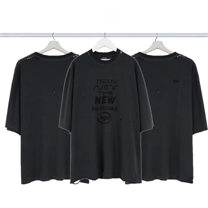 Áo Thun Ngắn Tay Dáng Rộng Phối Rách Thời Trang Chất Lượng Cao