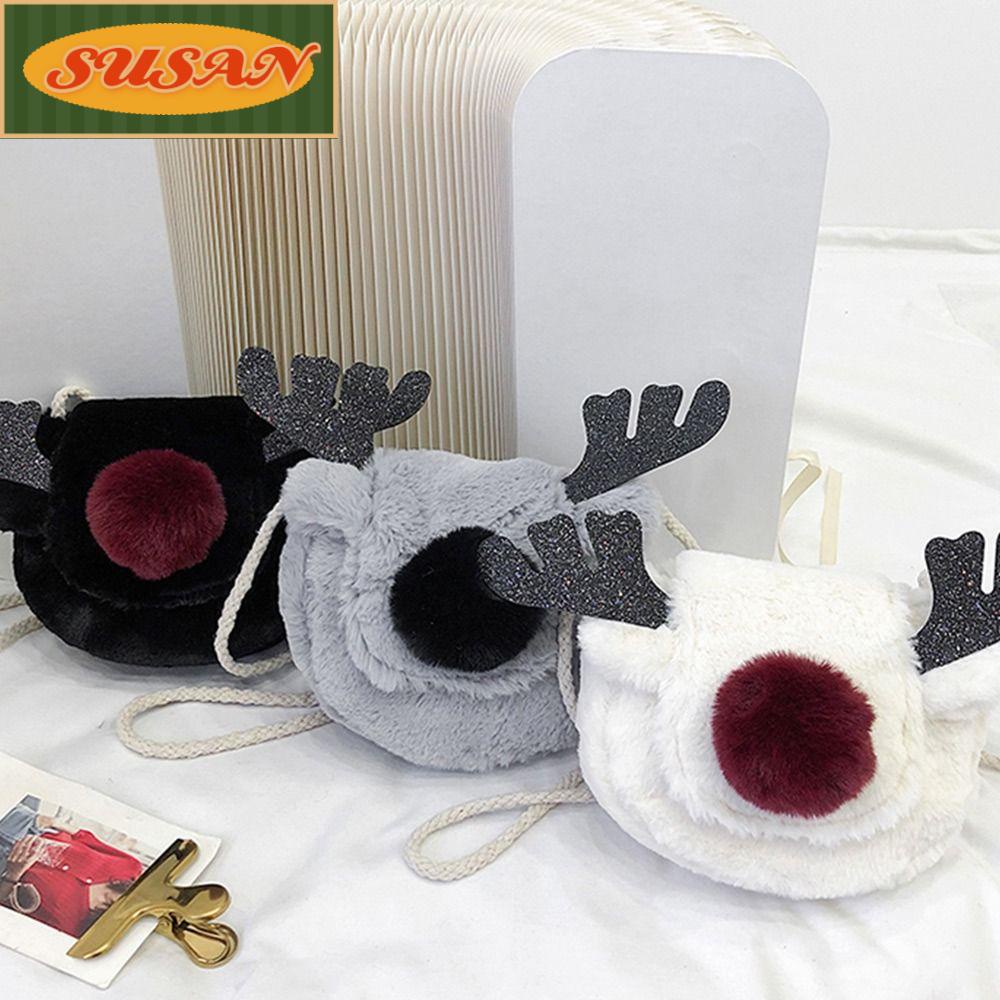 Túi Xách Đeo Vai Vải Bông Mềm Mại Họa Tiết Tuần Lộc Giáng Sinh Cho