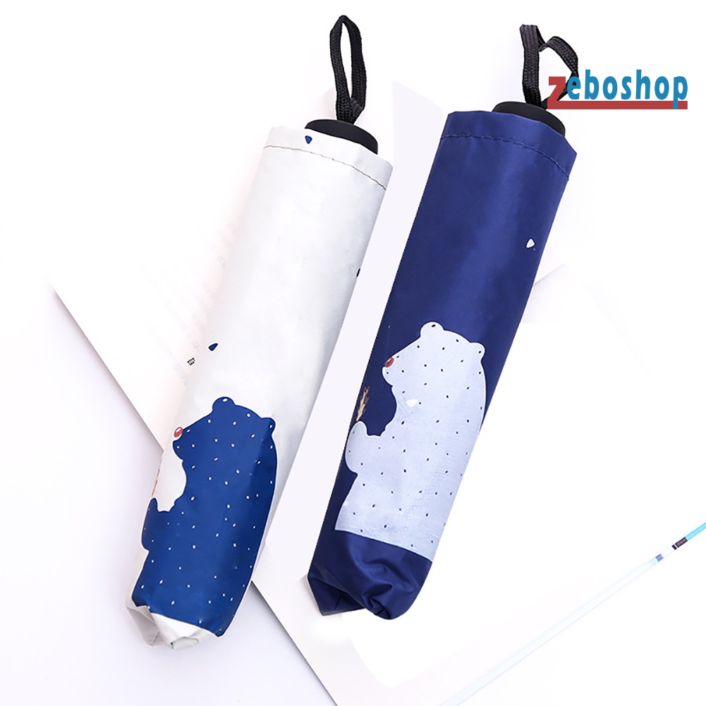 Dù Gấp 3 Khúc Chống Tia UV Họa Tiết Gấu Hoạt Hình Dễ Thương