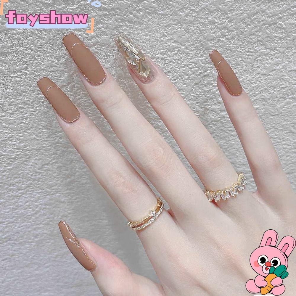 Hộp 24 Móng Tay Giả Che Phủ Toàn Diện Họa Tiết Nơ / Trái Tim Lấp Lánh