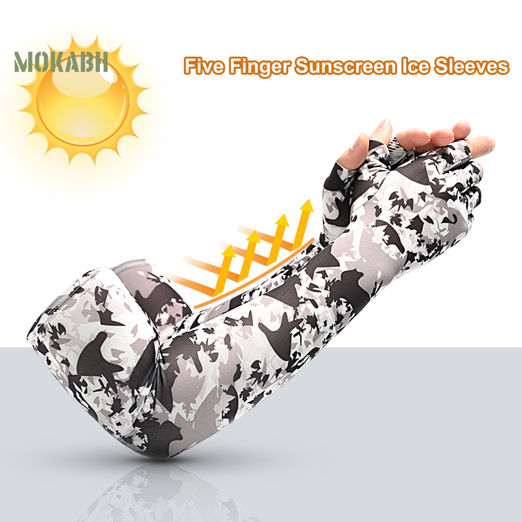 1 Cặp Ống Tay Áo Dài Bằng Lụa Lạnh Chống Trượt Họa Tiết Rằn Ri