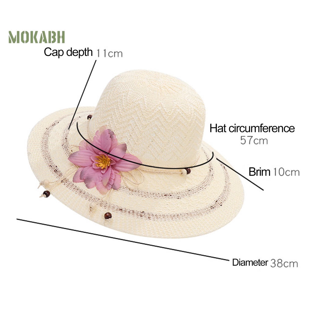 Nón Cối Rộng Vành Màu Trơn Đính Hạt Hoa Phong Cách Hàn Quốc Cho Nữ