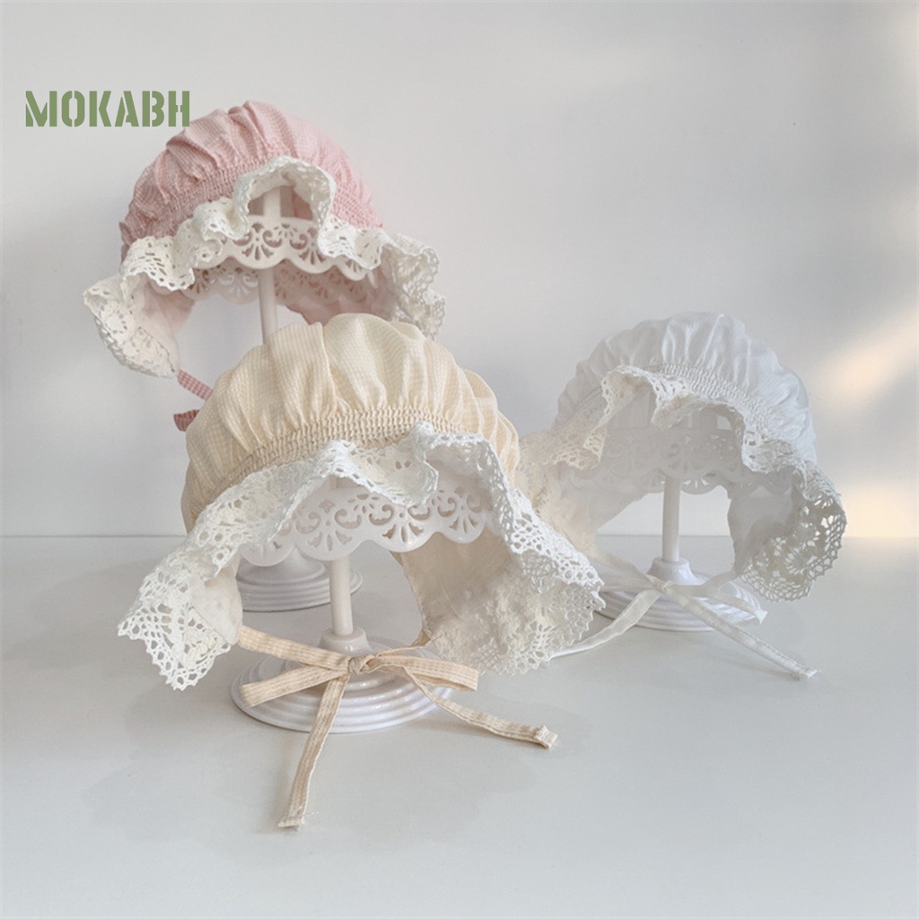 Mũ Cotton Rộng Vành Chống Nắng Màu Trơn Cột Dây Dễ Thương Thời Trang Mùa Hè Cho Bé Sơ Sinh