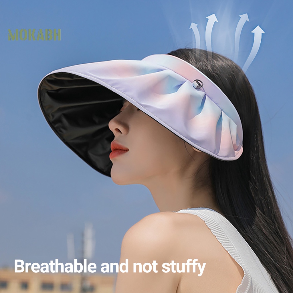 [Mok Abh] Mũ Rộng Vành Hở Chóp Chống Tia UV Co Giãn Phong Cách Hàn Quốc Cho Nữ