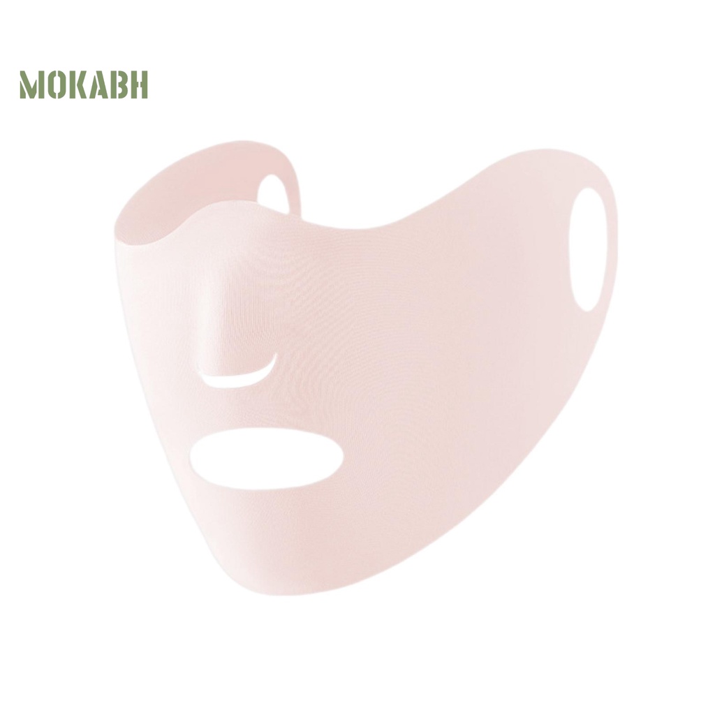 [Mok Abh] Mặt Nạ Bảo Vệ Khuôn Mặt Bằng Lụa Băng Mỏng Hai Lớp Màu Trơn Dành Cho Bạn Nữ