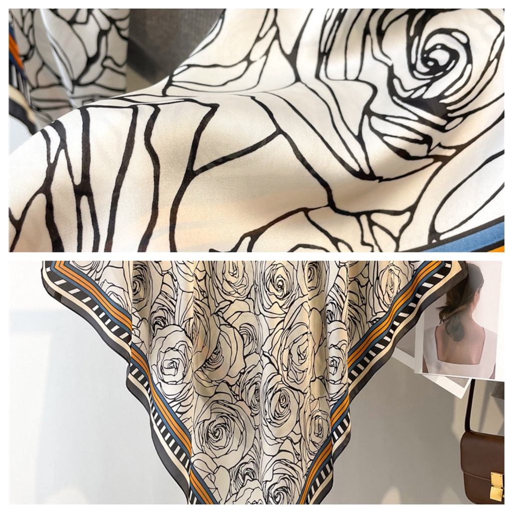 Khăn Choàng Lụa Satin Vuông Cỡ Lớn 110cm Chống Nắng Dễ Phối Đồ Thời Trang Mùa Hè Cho Nữ Sự Bảo Vệ