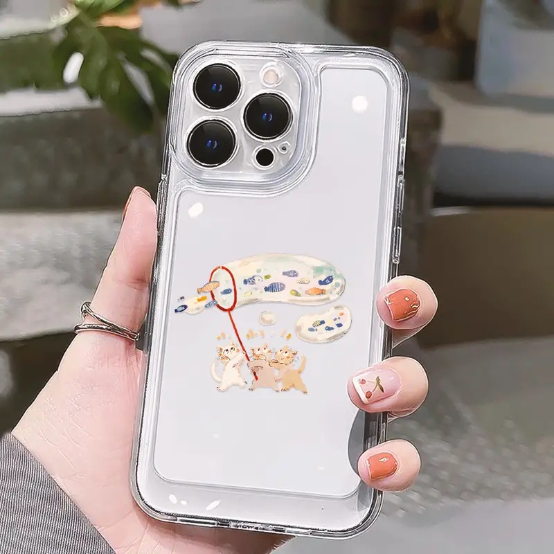 Ốp Điện Thoại TPU Mềm Trong Suốt Chống Sốc In Hình Mèo Dễ Thương Cho IPhone 11 14 13 12 Pro Max XS X XR 7 + 8 6 6S Plus Sự Bảo Vệ