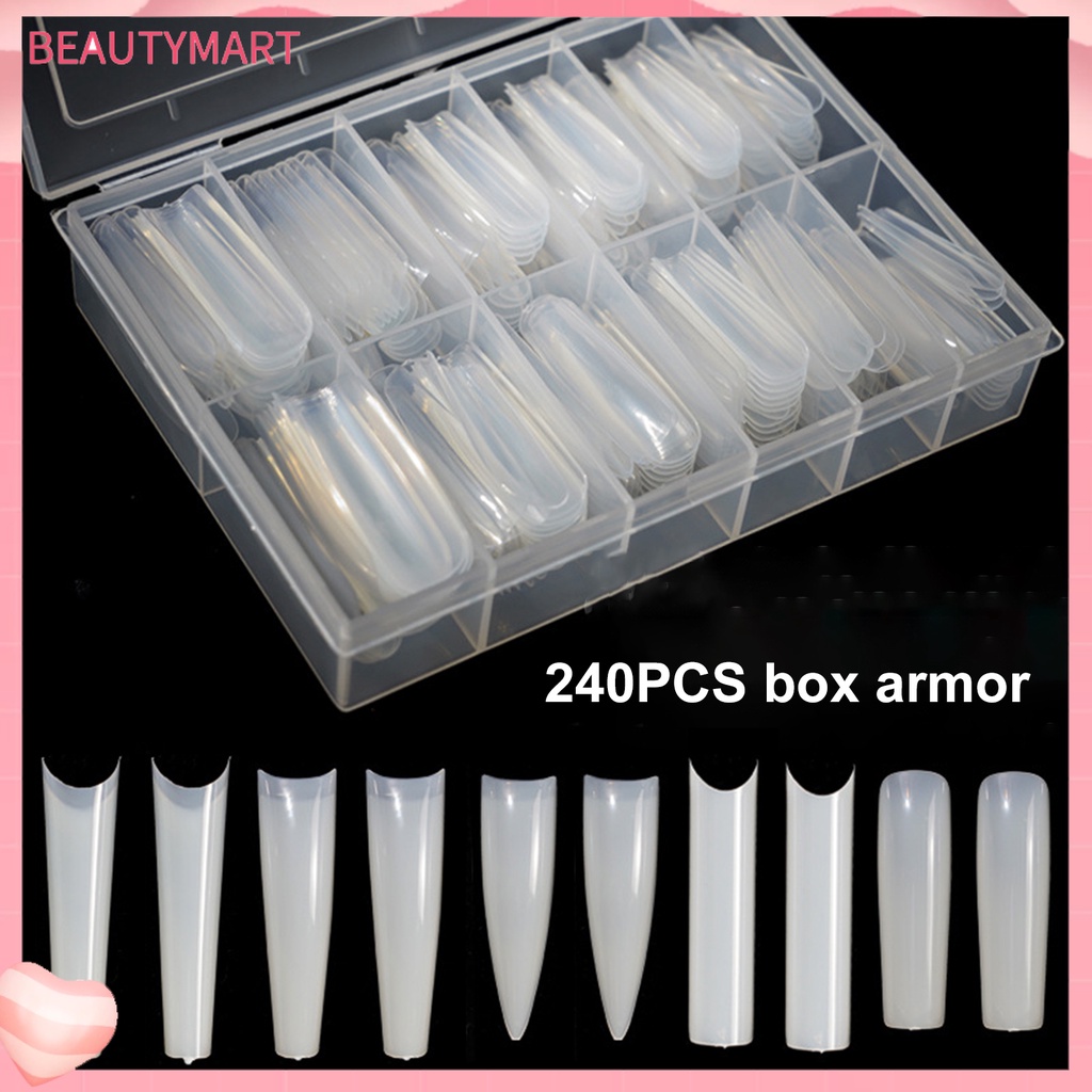 Hộp 240 Móng Tay Nối Dài Nhẹ Nhàng Chống Gãy Toàn Diện Kiểu Pháp Có Thể Tái Sử Dụng