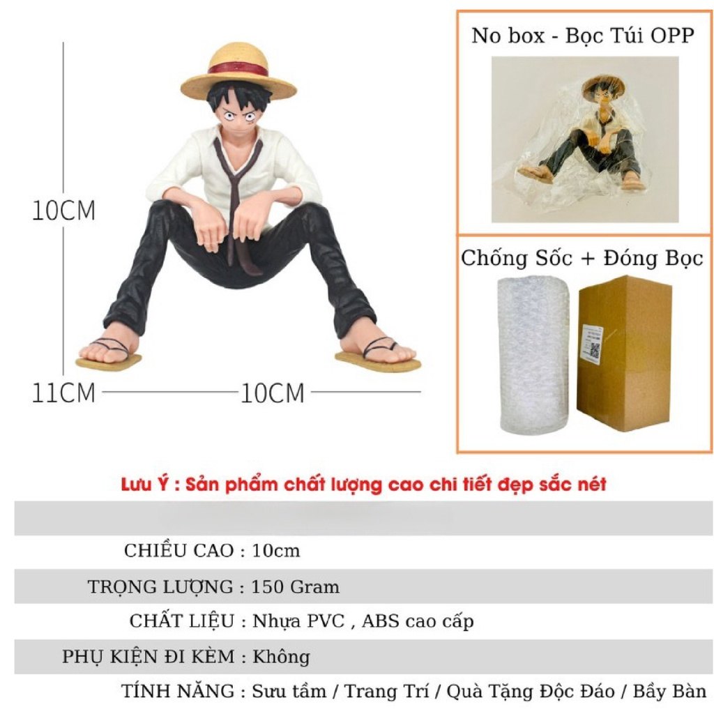 Mô hình One piece luffy mũ rơm ngồi cao 10cm | Figure anime one piece vua hải tặc đồ chơi mô hình làm quà tặng