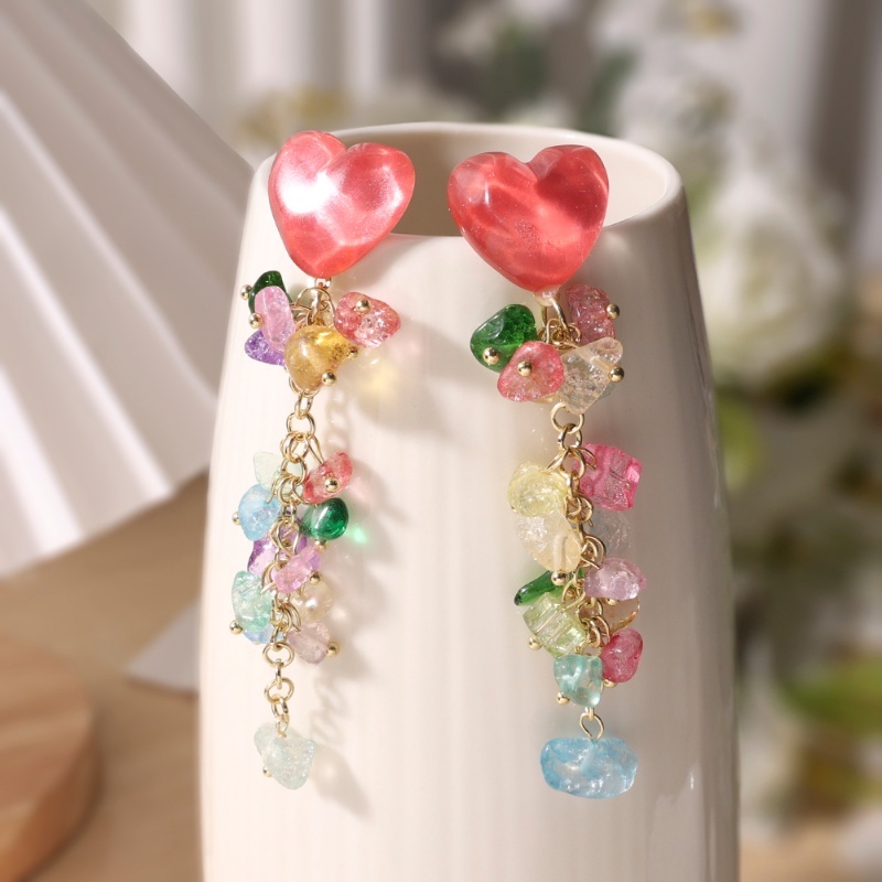 Bông Tai Dáng Dài Đính Đá Phối Tua Rua Thời Trang Cho Nữ