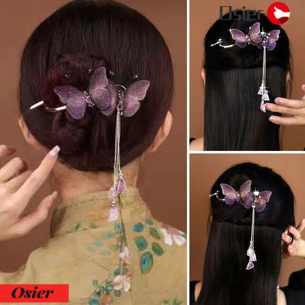 Kẹp Tóc Thêu Hình Bướm Lấp Lánh Thời Trang 1 #|Dụng Cụ Tạo Kiểu Tóc Đơn Giản