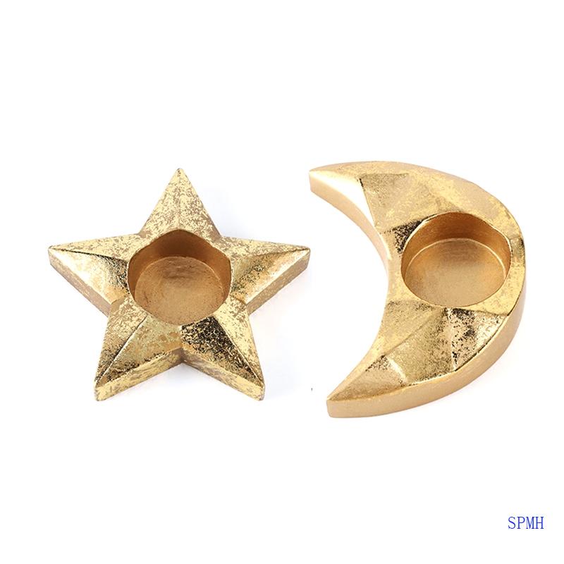 Khay Giá Đỡ Nến Hình Trăng Sao Chất Liệu Resin Phong Cách Bắc Âu