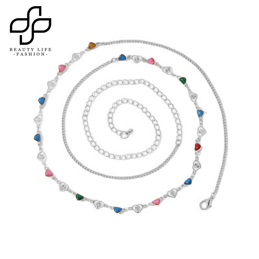 Dây Xích Đeo Hông Nhiều Màu Sắc Mặt Trái Tim Phong Cách Punk Đơn Giản Sáng Tạo Dành Cho Nữ