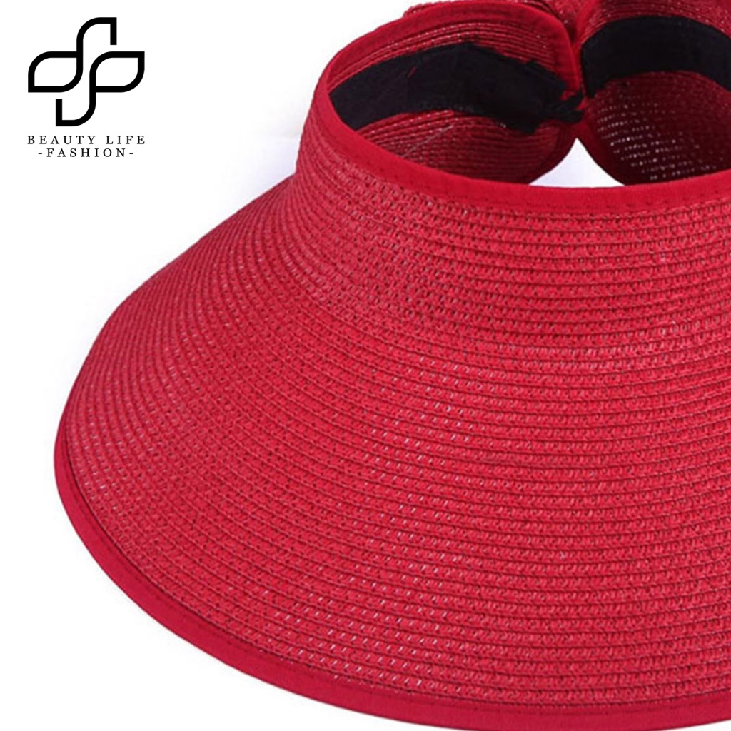 Nón Cối Phối Nơ Màu Sắc Tinh Khiết Thời Trang Mùa Hè Cho Nữ