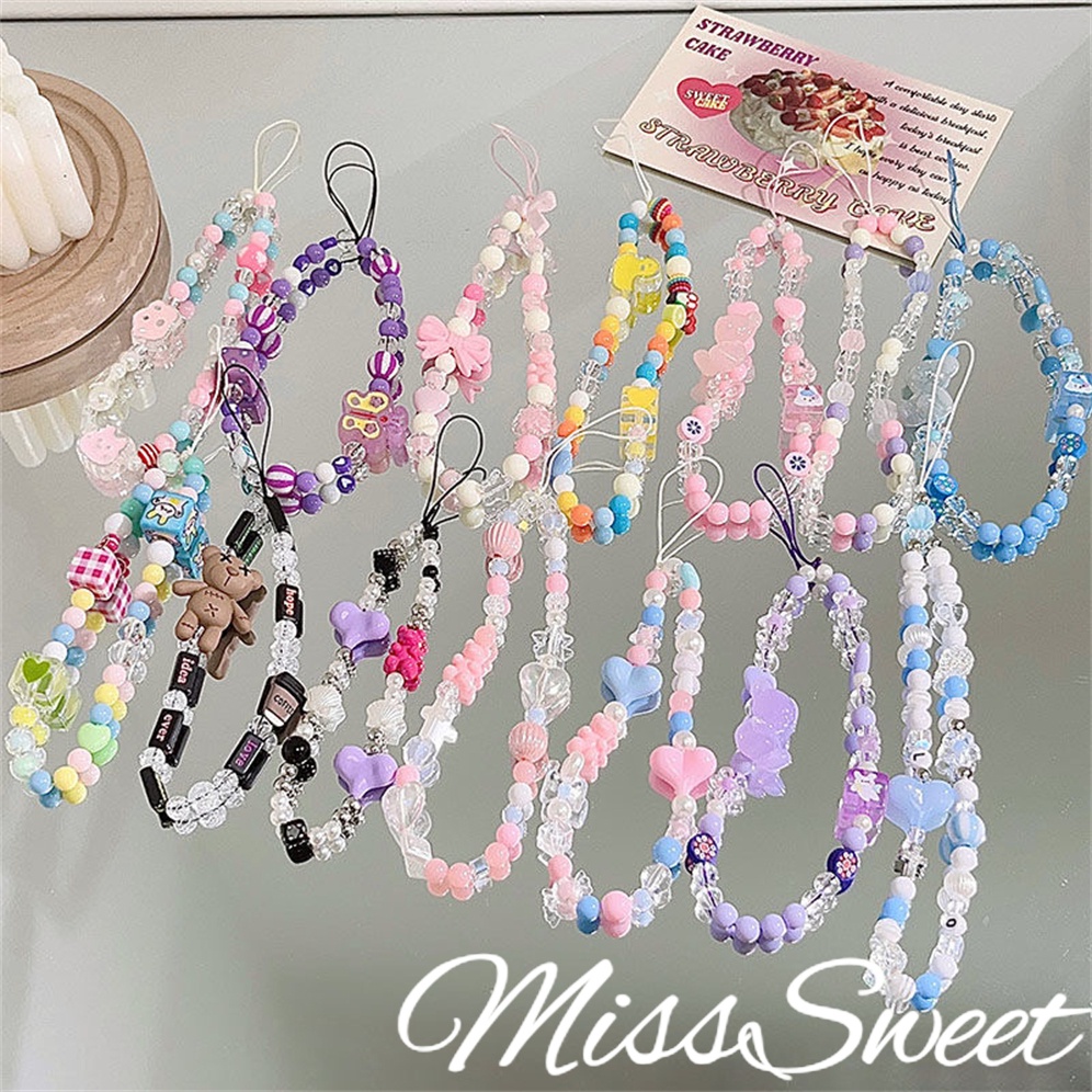 DIY Contrasting Handmade Beaded Chain Pendant With Creative Girl Style Mobile Phone Strap