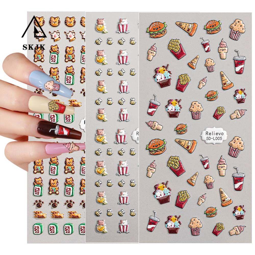 Miếng Dán Trang Trí Móng Tay Hình Chó Mèo Dễ Thương