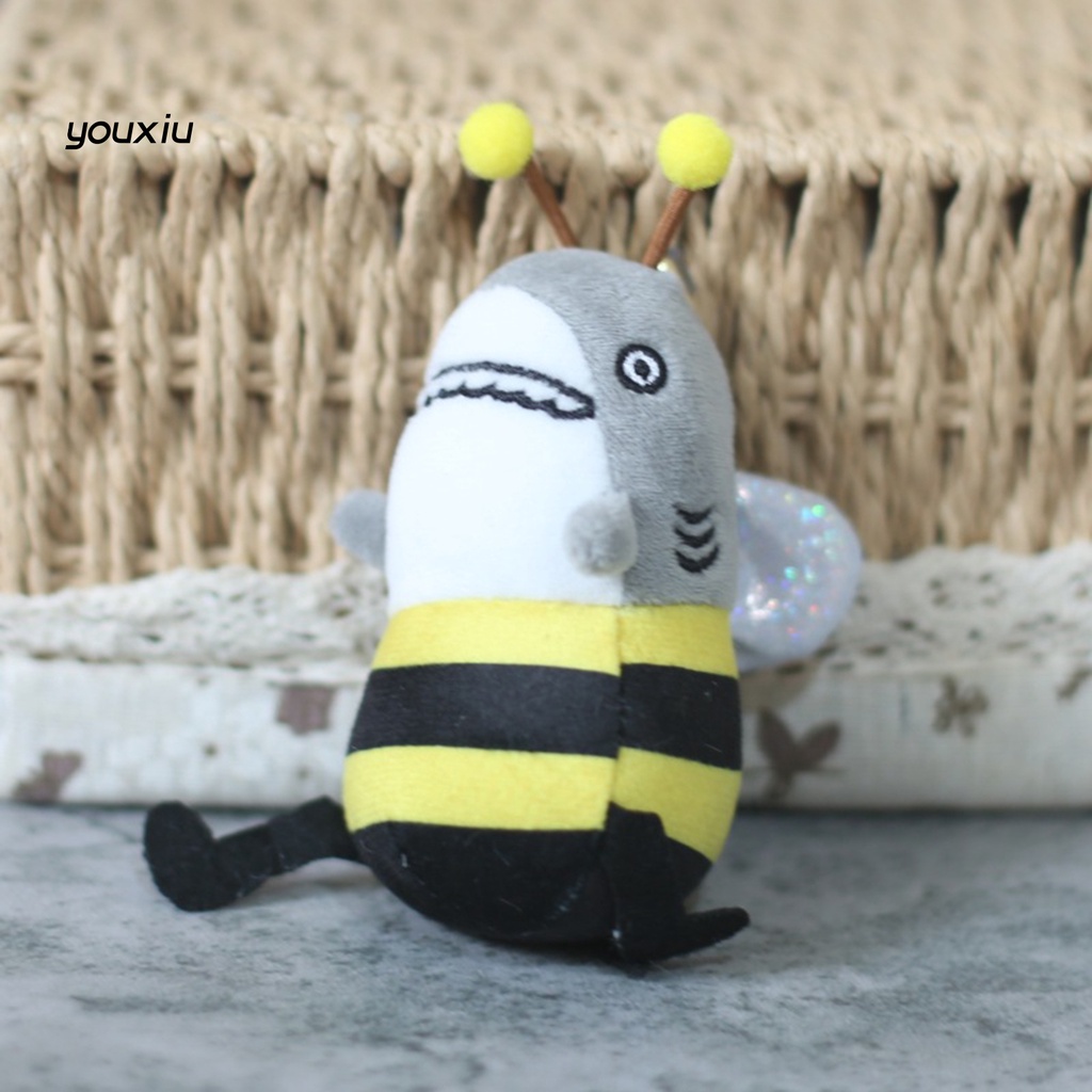 Đồ chơi nhồi bông Hình Cá Mập / Dưa Hấu / Ong Hoạt Hình 12cm Trang Trí Ba Lô