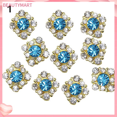 Bộ 10 Miếng Dán Móng Tay Nghệ Thuật Bằng Hợp Kim Đính Đá Pha Lê Xinh Xắn DIY