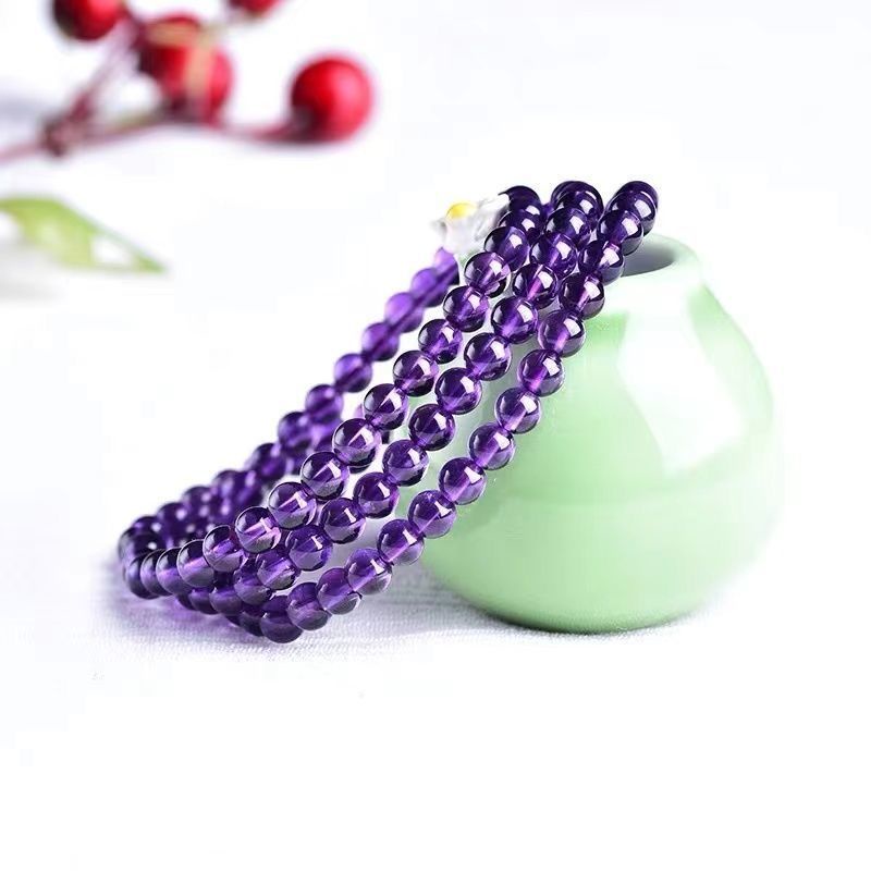 Uruguay Vòng Tay Đá Thạch Anh Tím Trong Suốt Dành Cho Cặp Đôi