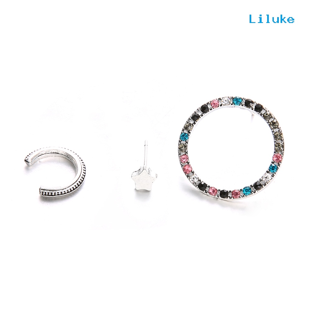 Bộ 3 Khuyên Vành Tai Đính Đá Thời Trang Nữ Tính