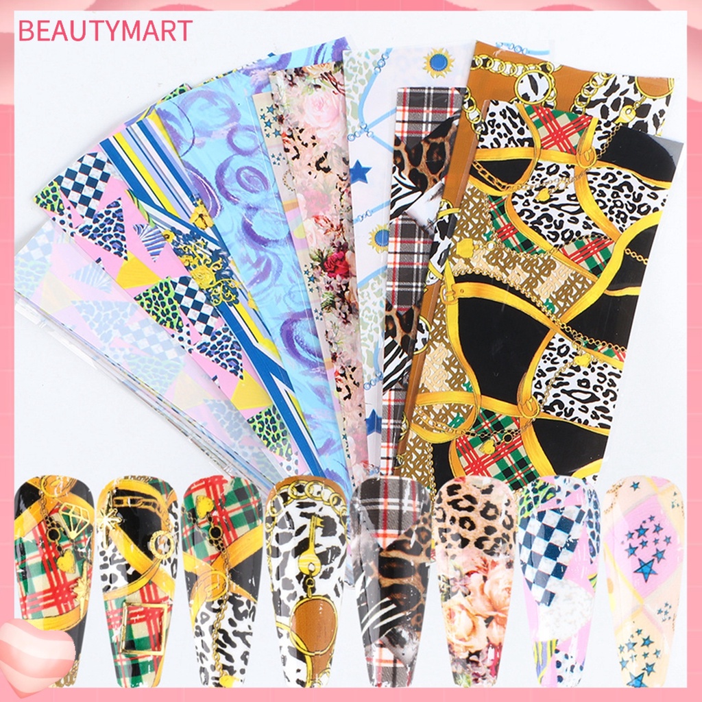 Set 10 Sticker Dán Móng Nghệ Thuật Họa Tiết Động Vật Graffiti