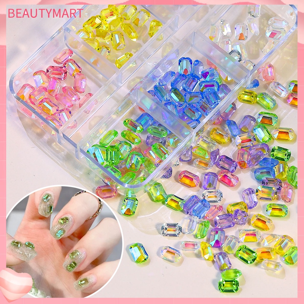 Bộ 100 Hạt Đá Vuông Siêu Nhẹ Dùng Trang Trí Móng Tay DIY