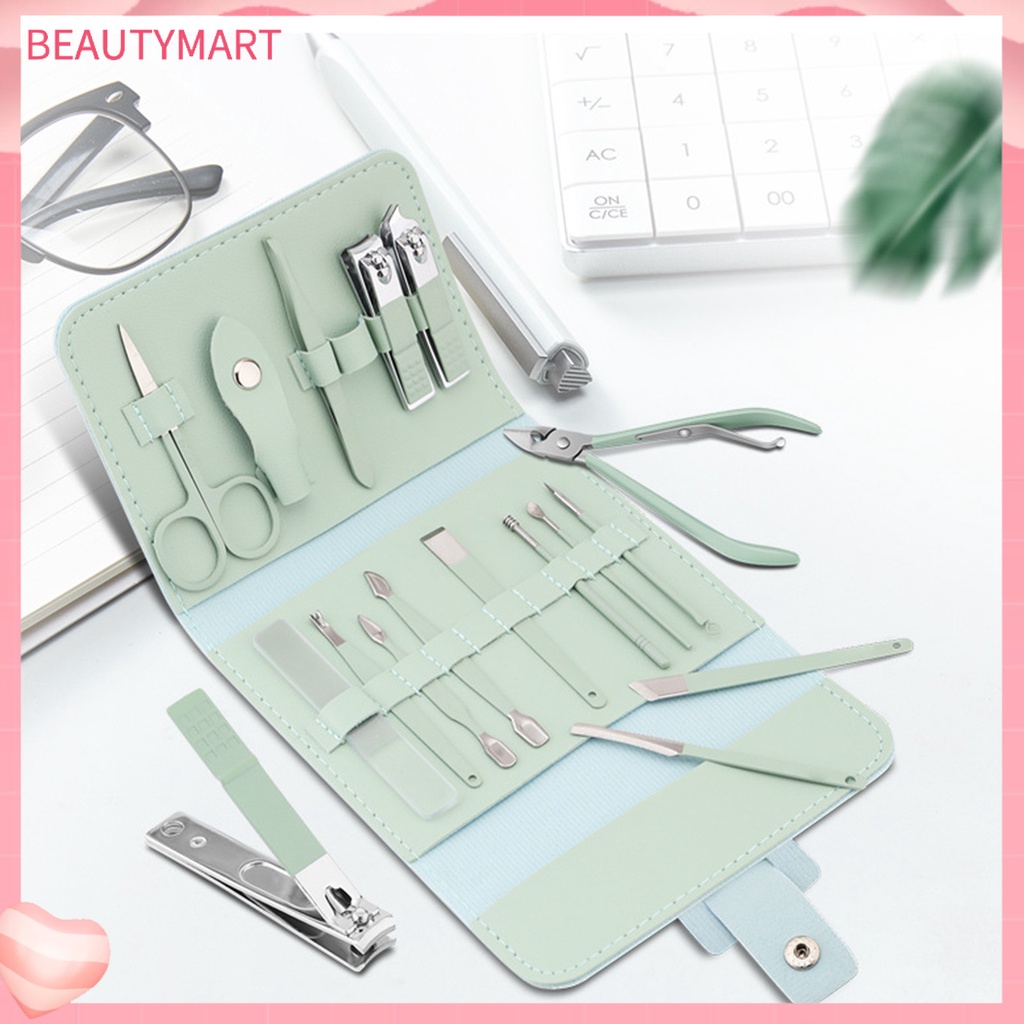 Bộ 16 Dụng Cụ Chăm Sóc Móng Tay / Lông Mày Chuyên Nghiệp Bằng Thép Không Gỉ