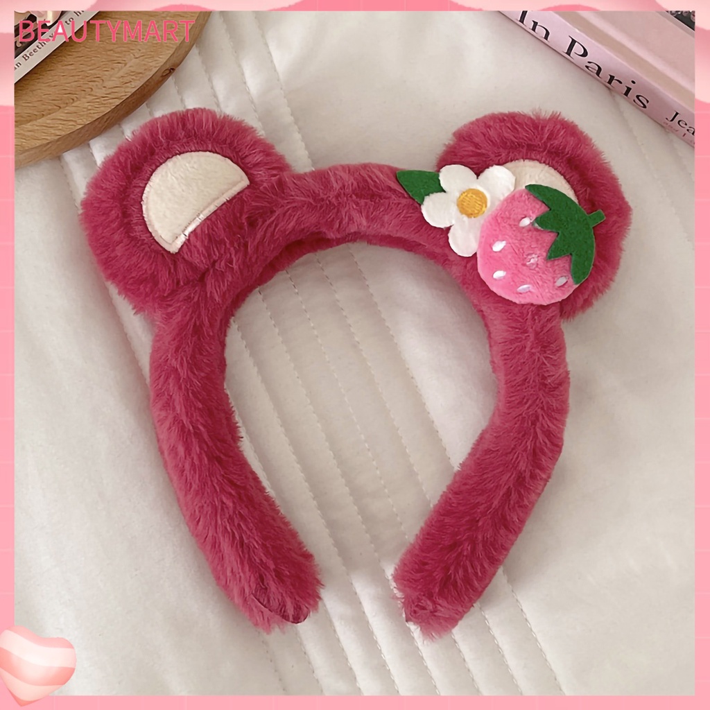 Băng Đô Cài Tóc Tai Gấu Bông Co Giãn Chống Trượt Dễ Thương Dành Cho Nữ