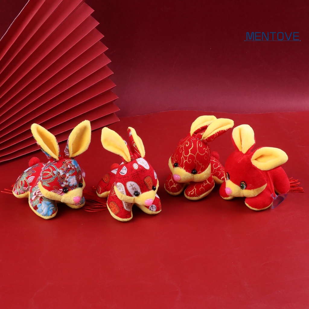 Búp Bê Nhồi Bông Hình Thỏ Năm Mới 2023 10cm Có Giác Hút Và Dây Treo Trang Trí