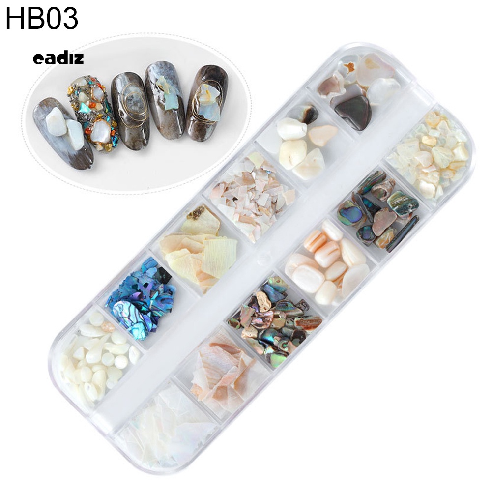 Hộp Vỏ Sò 3D Trang Trí Móng Tay 12 Phong Cách
