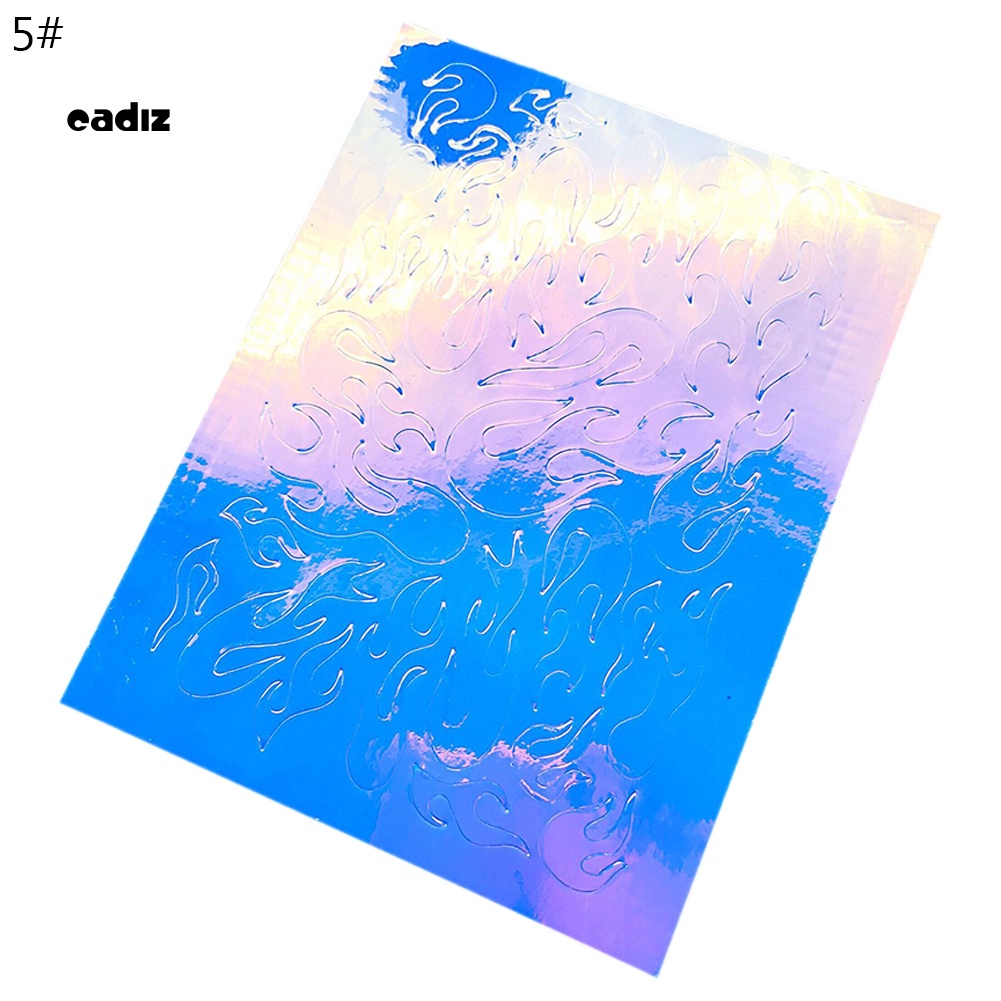 Set 1 / 16 Miếng Dán Trang Trí Móng Tay Hình Ngọn Lửa DIY